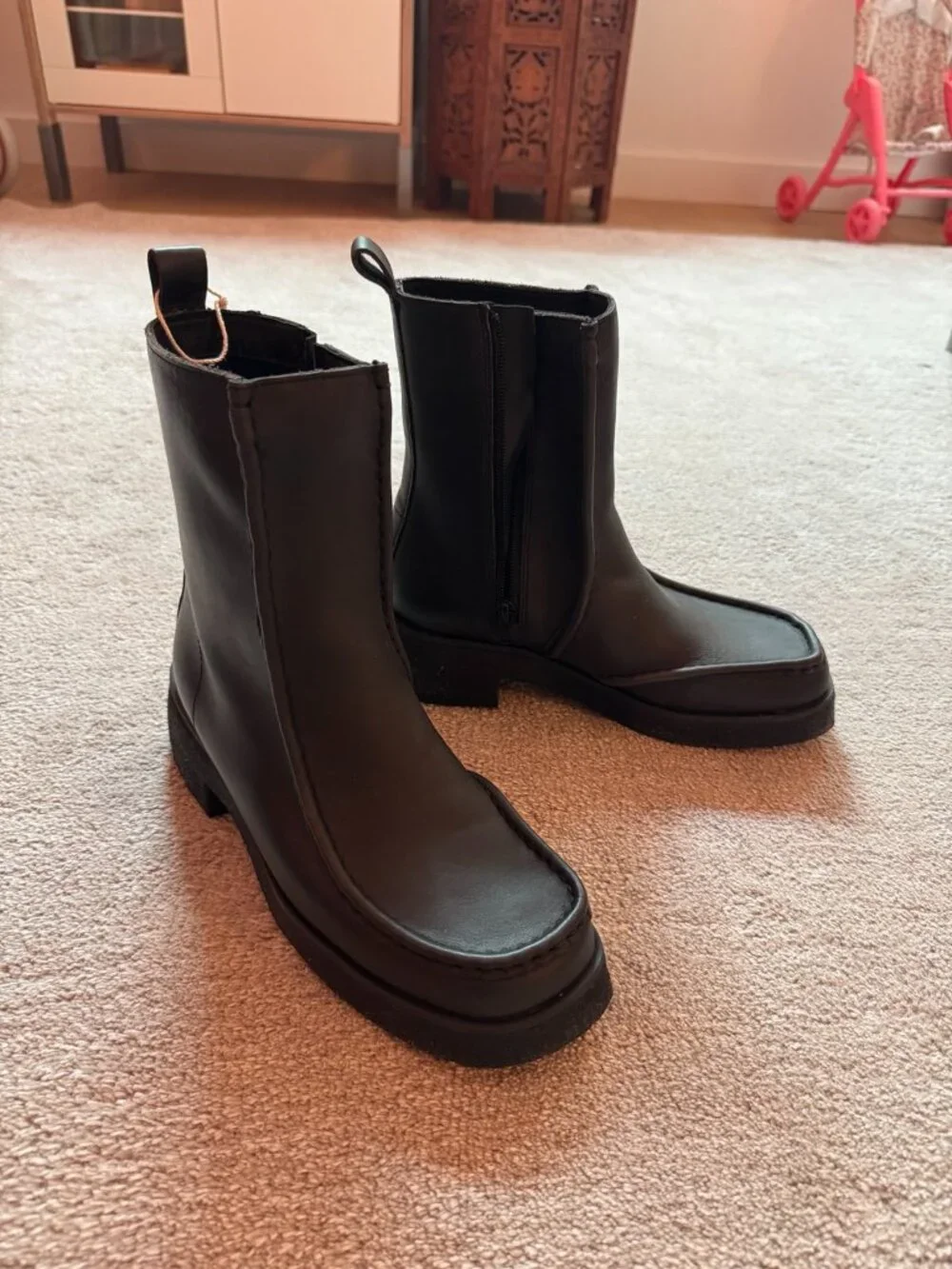 NWT CLARKS EFFERY ZIP BOOTS — BLACK LEATHER — SIZE 9.5